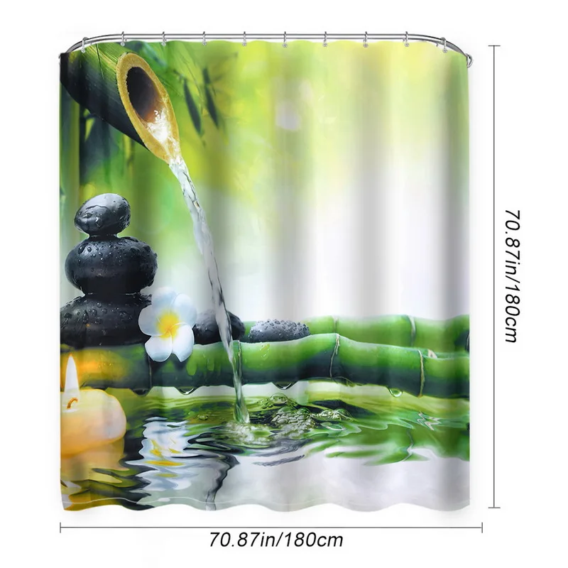 Urijk 1 шт. цифровая печать водонепроницаемая занавеска для ванной s бамбук и камень занавеска для душа для ванной комнаты Моющаяся Ткань занавеска s 180x180 см