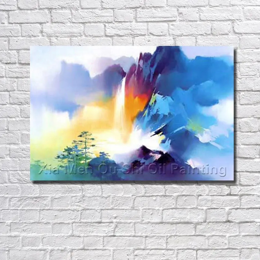 

Modern Canvas 100% Hand Painted Beautiful Mountain Landscape Oil Painting On Canvas For Living Room Decor No Framed Pictures