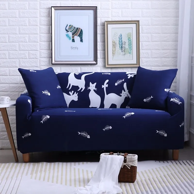 Милая Толстовка с принтом лисьей морды принт спандекс чехлы для диванов маленькие кнопки чехол для дивана все включено чехол для дивана мебель протектор 1/2/3/4 местный - Цвет: fashion cat