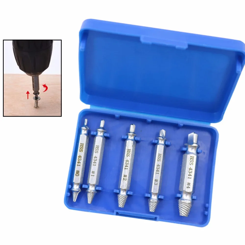 5Pcs Double Head Screw Extractor Screw Removal Tool For Metal Damaged Screw Extractor Tool Kit