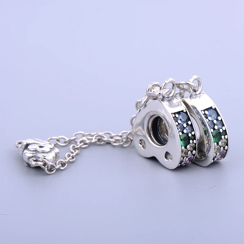 

NEW Fits Pandora Charms Bracelet 925 Sterling Silver Crystal heart type Safety Chain Charm Beads DIY Bracelets for Women Jewelry