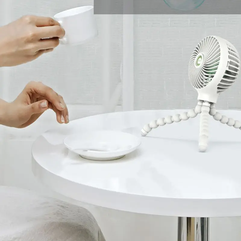 Mini Portable Hanging Octopus Shape Stand Adjustable Handheld USB Charging Fan Cooler for Baby Stroller Student Use