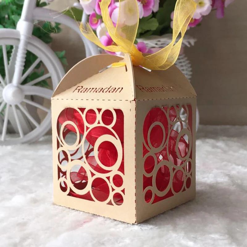 100 шт./лот изысканный лазерная резка Pattern Свадебный Box настраиваемые Свадебные украшения коробка Ид аль-Фитр Рамадан поставки