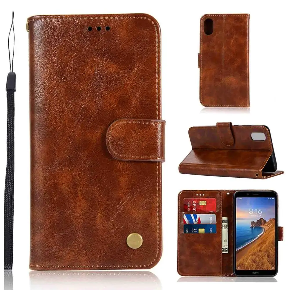 Magnet Flip Wallet Book Shockproof Phone Case Leather Cover On For Xiaomi Redmi 7A 7 A Redmi7A Redmi7 Global 3 16/32/64 GB Xiomi - Цвет: Brown
