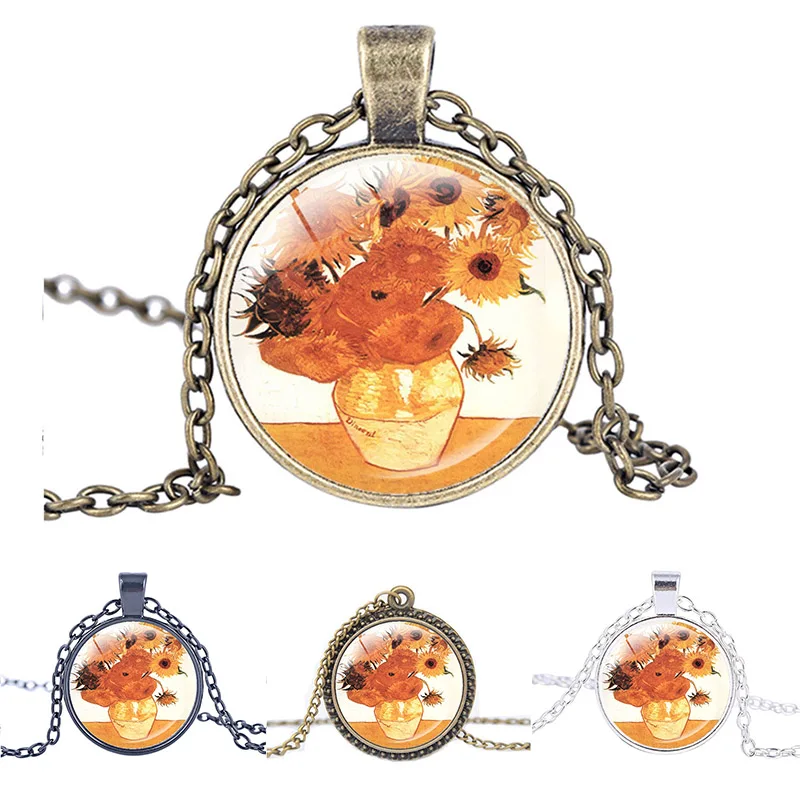 Vincent Van Gogh Jewelry Sunflowers Necklace Famous Paintings Fine Art