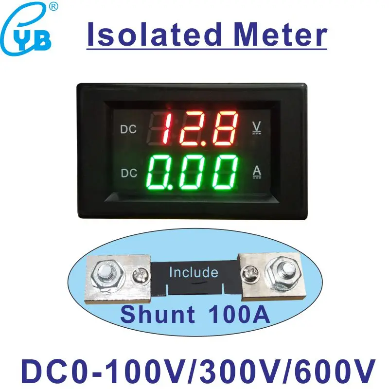 Isolated Voltmeter Ammeter DC 100A with Shunt Isolation Meter DC 100V