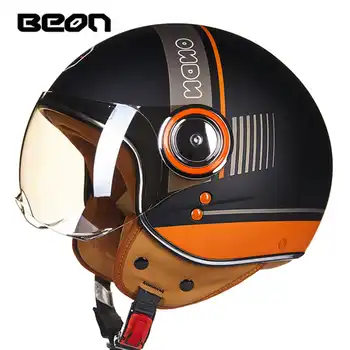 BEON motorcycle helmet Vintage scooter open face helmet Retro Riding Racing helmet ECE approved Italy flag moto Go kart casco