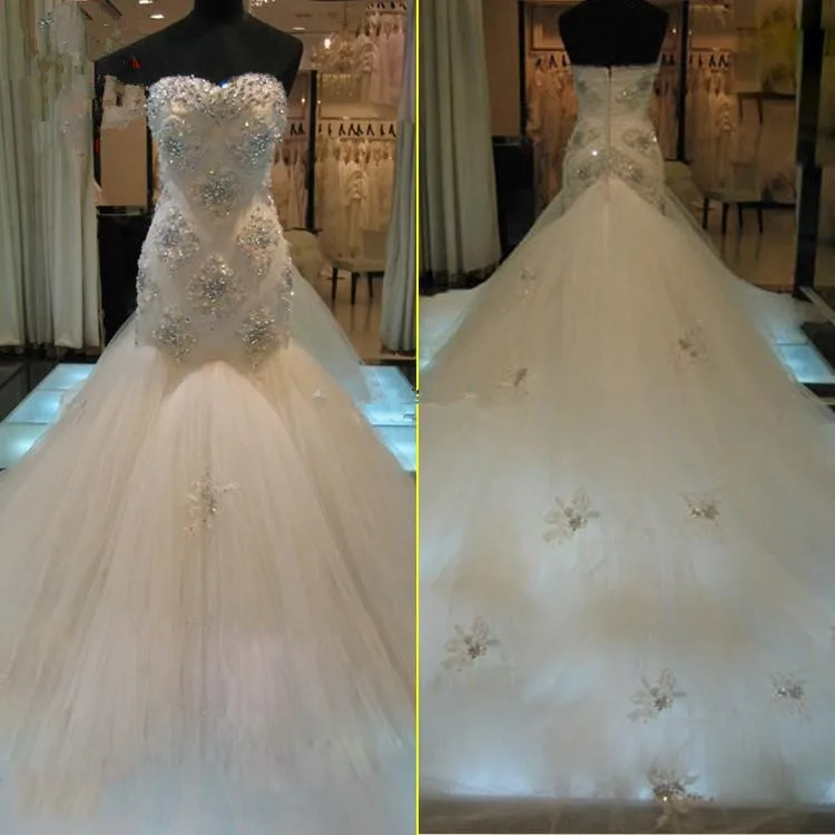 New-Gorgeous-Crystals-Beads-Appliques-Tulle-Mermaid-Wedding-Dresses-Bridal-Gown-Size-2-4-6-8 (1)