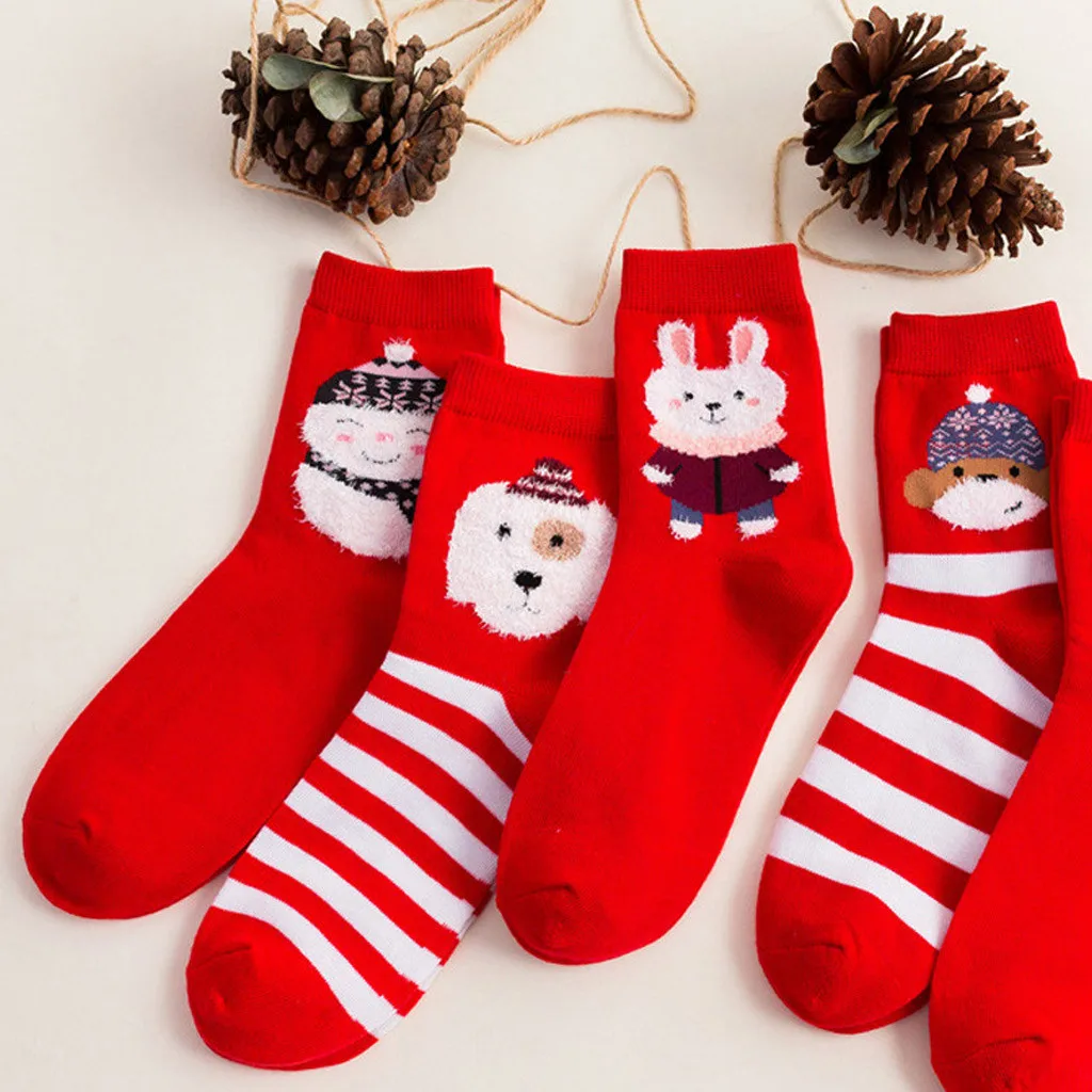 

New Arrival CarnivalWinter Women Girls Print Cartoon Red Mid Tube Socks Cotton Sock Chrismas Xmas Soft Comfortable Sock Soxs
