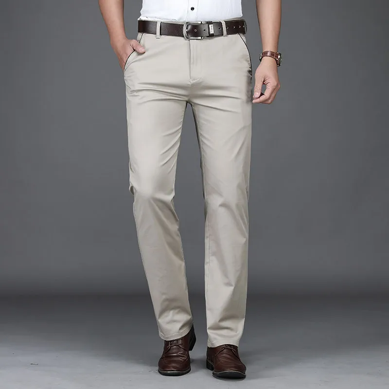 

Fashion Classical Business Pants Men High Waist Straight Fit Casual Smart Trousers Big Size 29-42 Simple Formal Dress Suit Pants