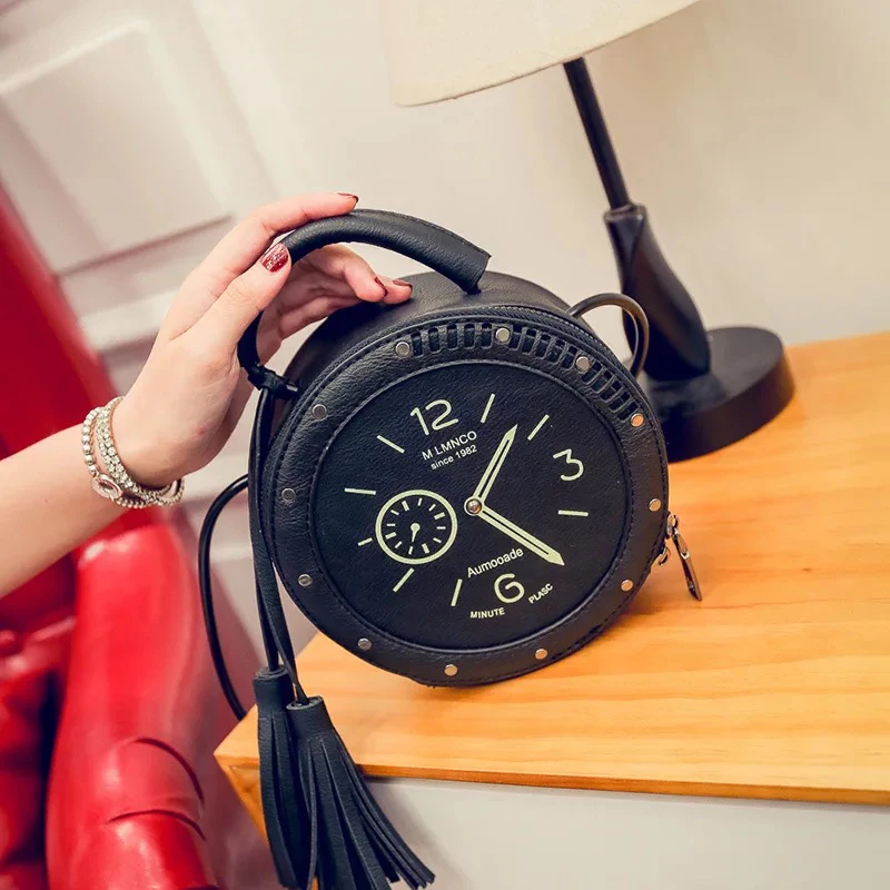 

Women's Handbags New Fashion Clock Style Creative Funny Shoulder Bag Personalized Phone Messenger Bag
