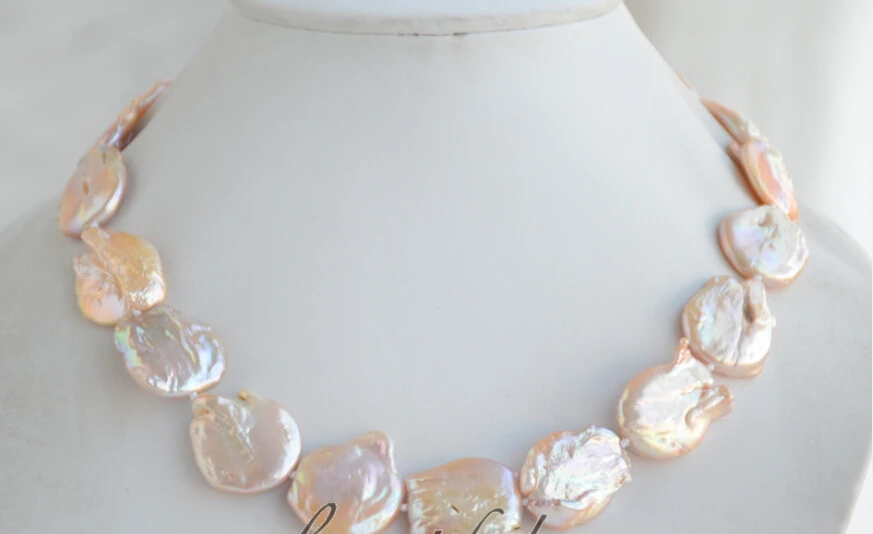 

A 17inch 22mm PINK BAROQUE COIN KESHI REBORN PEARL NECKLACE (Z6507)