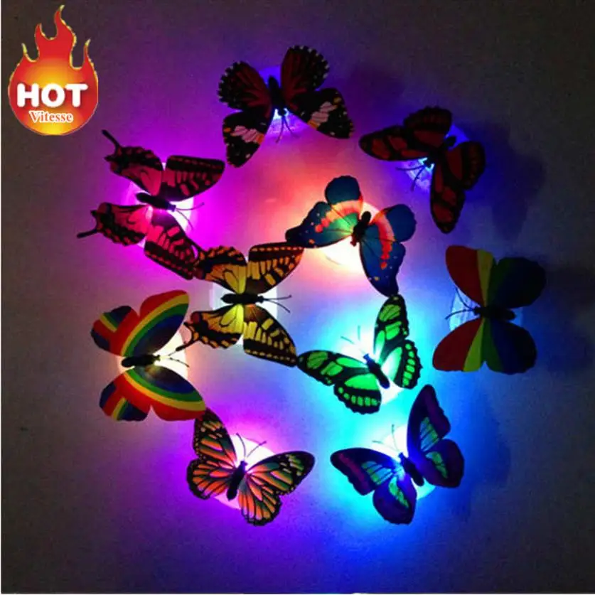 Цветная светодиодная лампа в виде бабочки для дома, комнаты, вечеринки, стола, Настенный декор, Декор для дома, 7,30