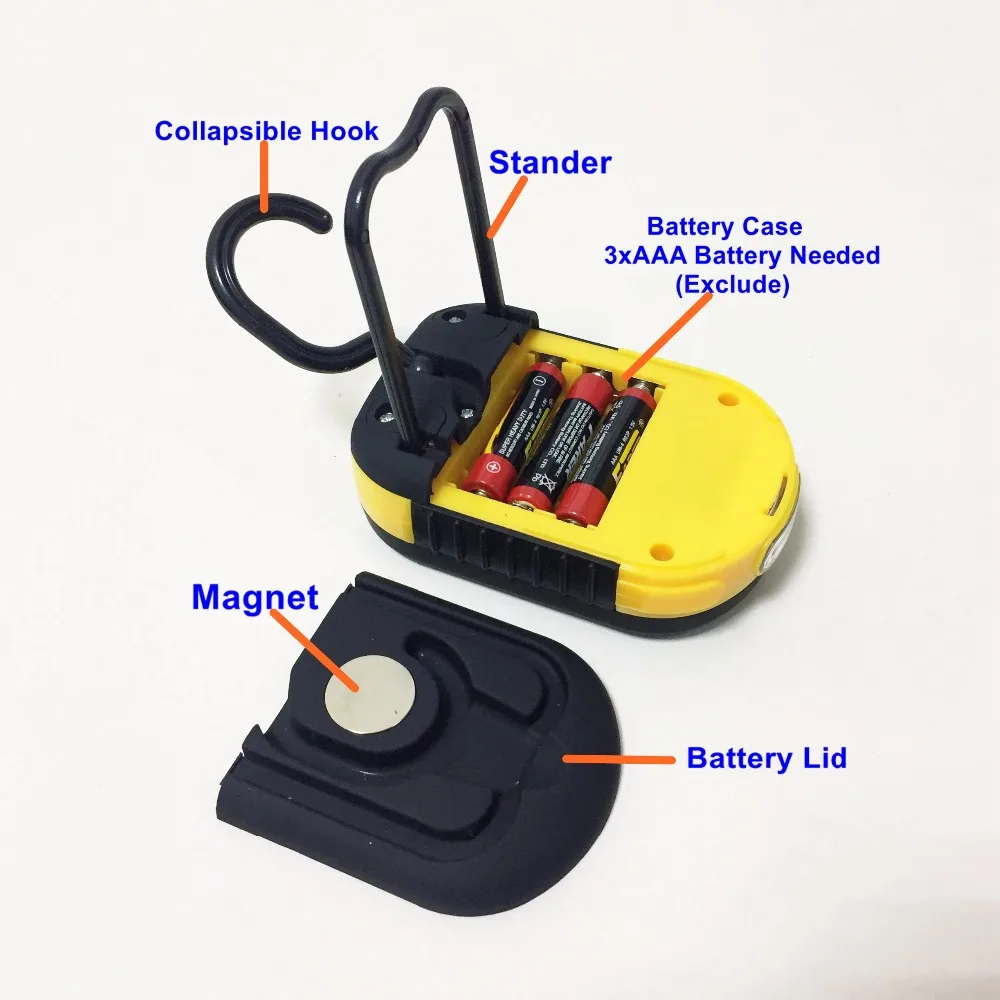 Светодиодный светильник MingRay, 3W, COB, aaa, батарея, регулируемый, магнитный, стоячий крючок, рабочий светильник, ручной, светильник-вспышка для гаража, беспроводной светильник