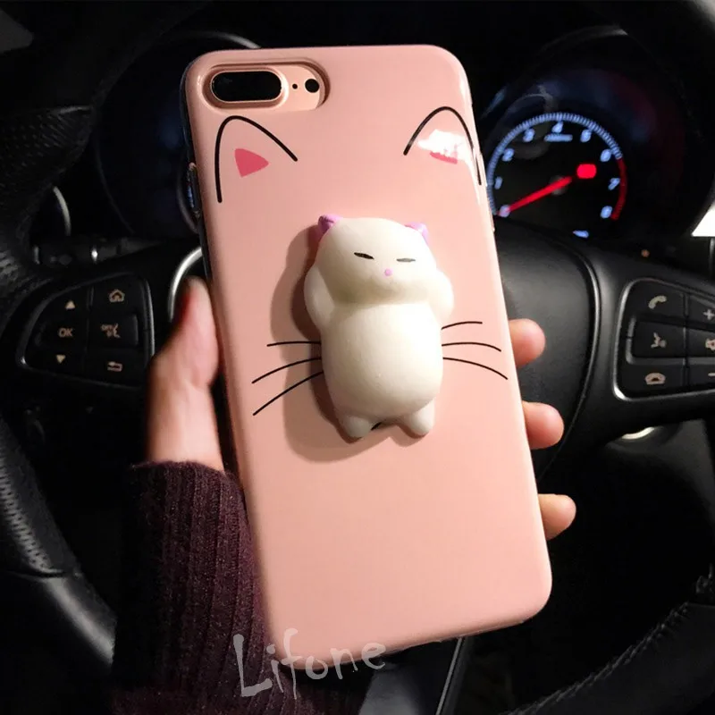 Kerzzil для iPhone 7 плюс 6 6S крышка милый розовый Кот Мышь &amp Cat Soft мягкими Чехол coque