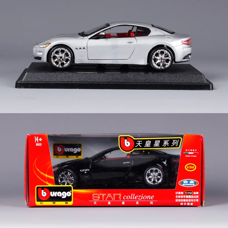 Автомобиль Bburago 1:24 maserati gt черный серебристый литой под давлением роскошный