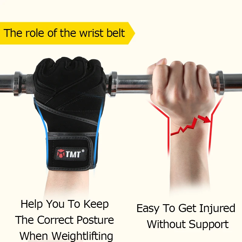 TMT Sports Gym Gloves Half Finger Breathable Weightlifting Fitness Gloves Dumbbell Men Women Body Building Gym Gloves M/L/XL
