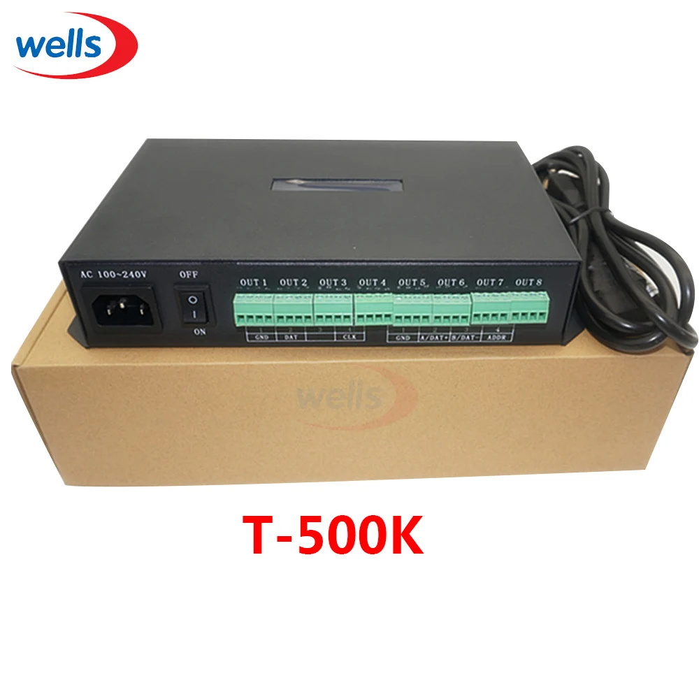 T-500K контроллер компьютер-WS2801 WS2811 6812 8806 APA102 привело пикселя модуль контроллера 8 портов Поддержка до 300000 пикселей