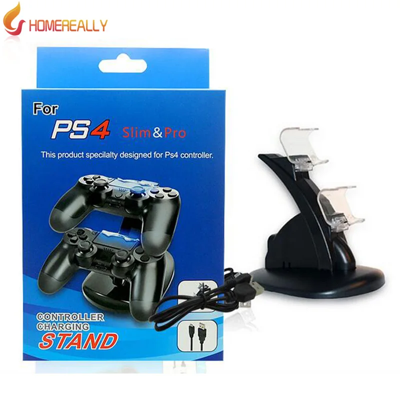 

HOMEREALLY Double Handle Wireless Charger Dual USB Charging Dock Station Stand For Playstation 4 Controller PS4 Slim Gamepad