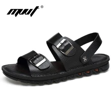 MVVT/Новинка; мужские сандалии большого размера; сандалии из натуральной кожи; два стиля; мужские шлепанцы; Классная Летняя обувь; классическая плоская дышащая обувь