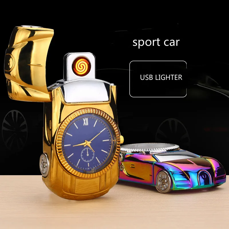 Creative Sports Car Shape with Watch Function Windproof font b Electronic b font Cigar Lighter Personality