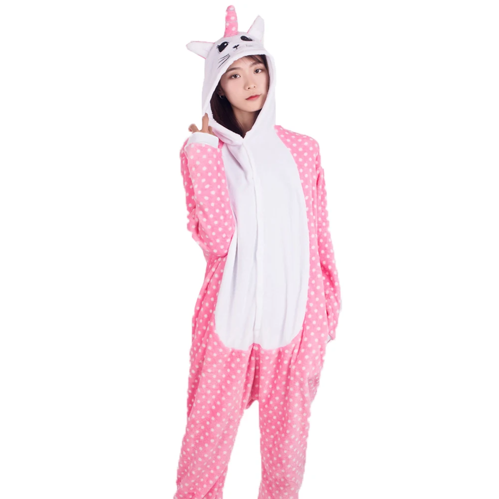 Единорог пижамы кигуруми для взрослых животных Косплей Onesie панда кошка Ститч