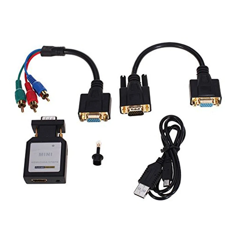 HDV M618 Mini HDMI VGA Ypbpr SPDIF аудио конвертер адаптер + YPBPR коммутатор и 3.5 мм черный |