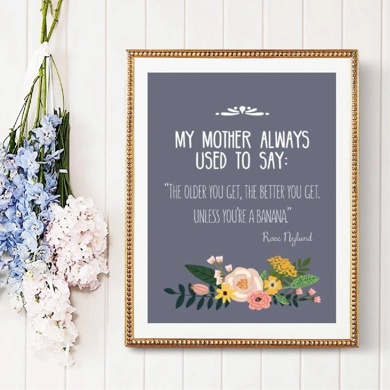 

GOLDEN GIRLS Classic TV Show Poster Prints Golden Girls Rose Quotes Floral Art Canvas Painting Wall Picture Home Wall Art Decor