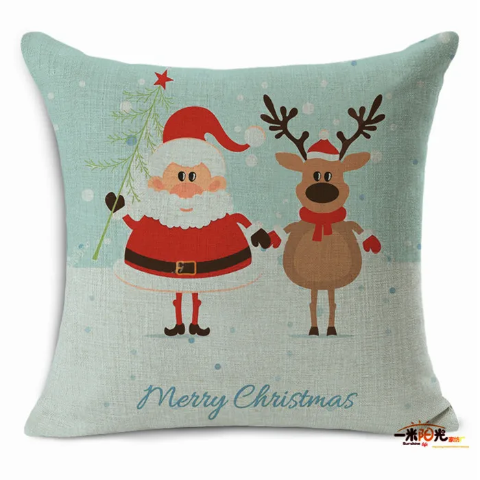 

2019 Nordic Cushion Covers New Year Decorative Pillows Christmas Printed Cotton Linen Pillow Cover Home Decoration Accessories