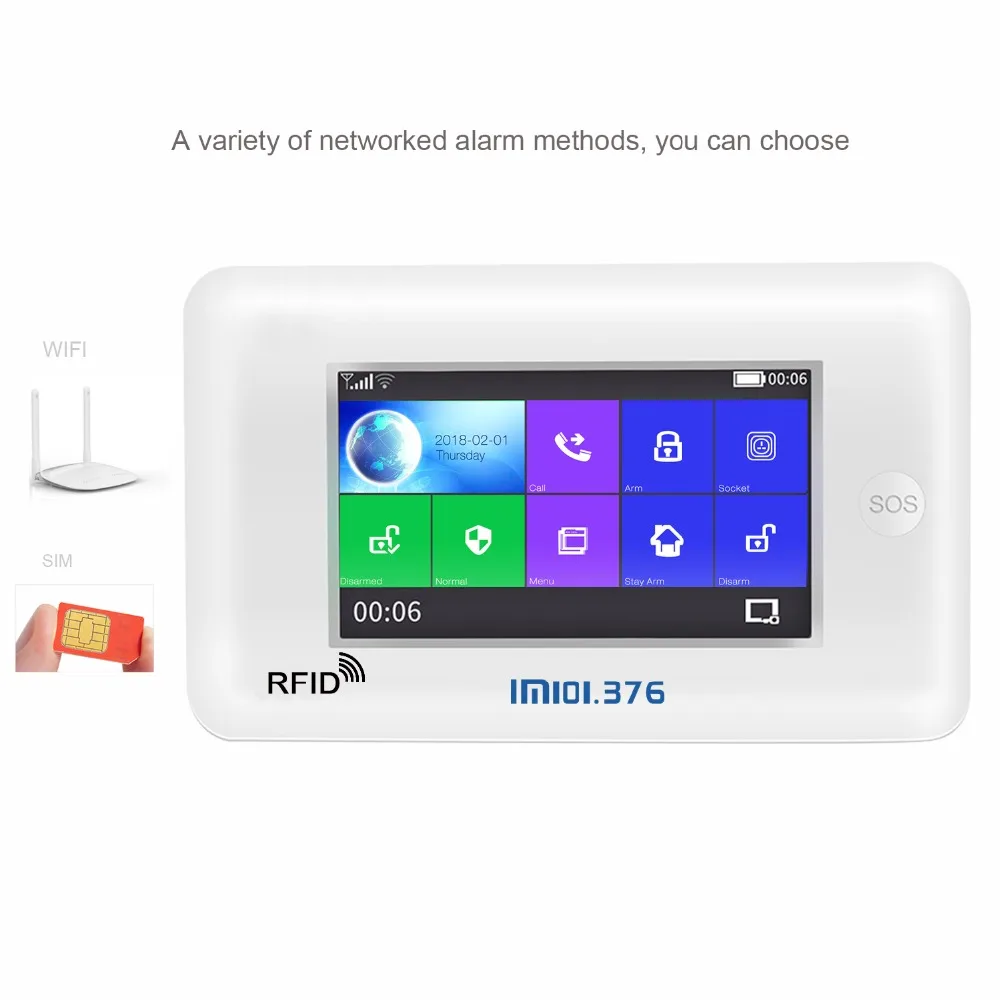 LM101.376 Wireless Home GSM WiFi Security Alarm System DIY Kit APP Control With Auto Dial Motion Detector Sensor Burglar alarm LM101.376 Wireless Home GSM WiFi Security Alarm System DIY Kit APP Control With Auto Dial Motion Detector Sensor Burglar alarm