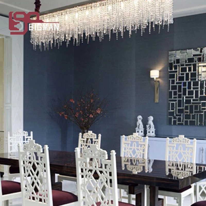 

new design rectangular crystal chandelier lighting for dinning room long LED light fixtures