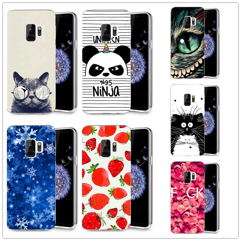 Case For Samsung Galaxy S3 S9 S9Plus S8 Plus S7 edge Note 8 TPU cool kitty snowflake Landscape Cartoon Painted R054 |