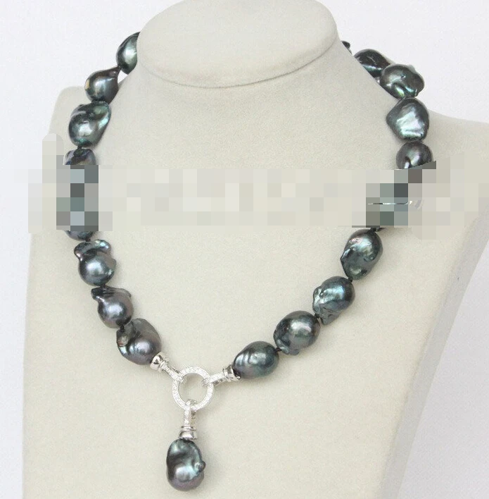 

Hot sell Noble- SHIPPING>>>@@ AS3686 17" 18mm Baroque black-blue Reborn keshi pearls necklace
