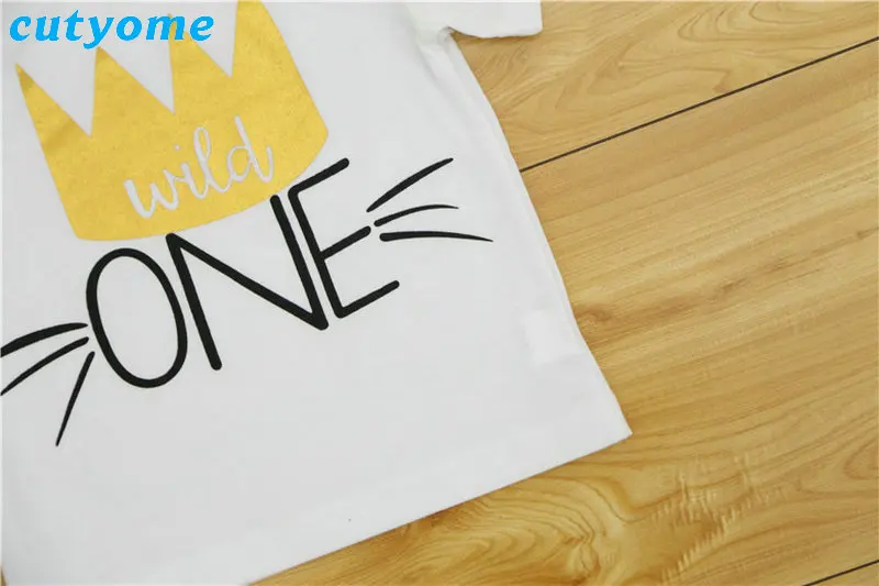 Baby Boys Girls T-shirts 1st Birthday Short Sleeve Top Tees Cotton Toddler Kids Boy Wild One T Shirt Clothing Child Girl tshirt (13)