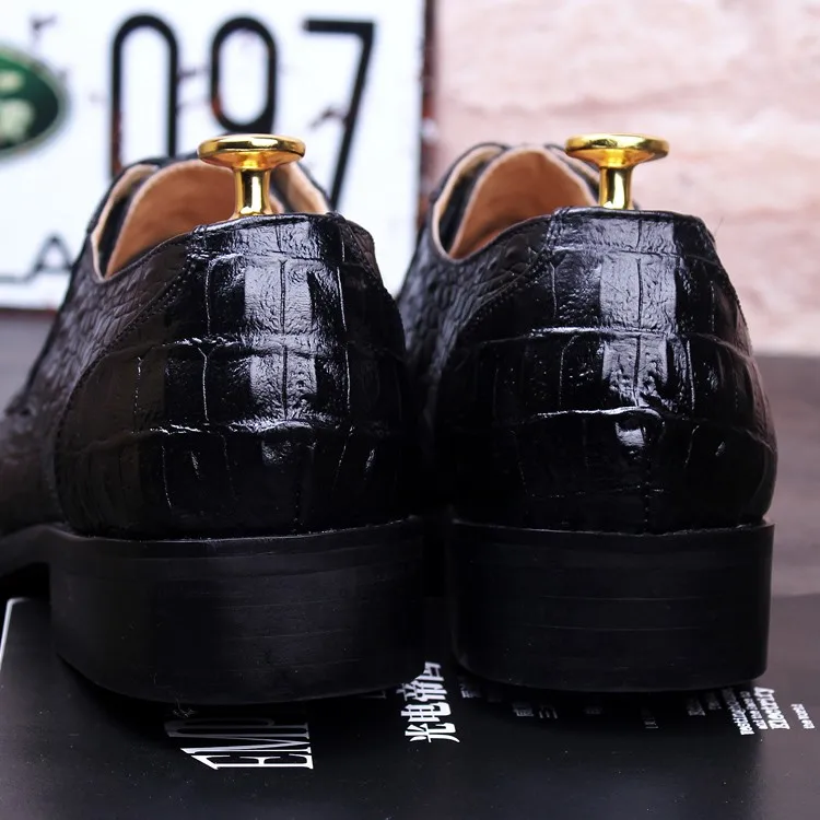 Movechain/Мужские модельные туфли с узором «крокодиловая кожа»; повседневные мужские туфли-оксфорды из натуральной кожи с острым носком; мужские деловые на плоской подошве со шнуровкой