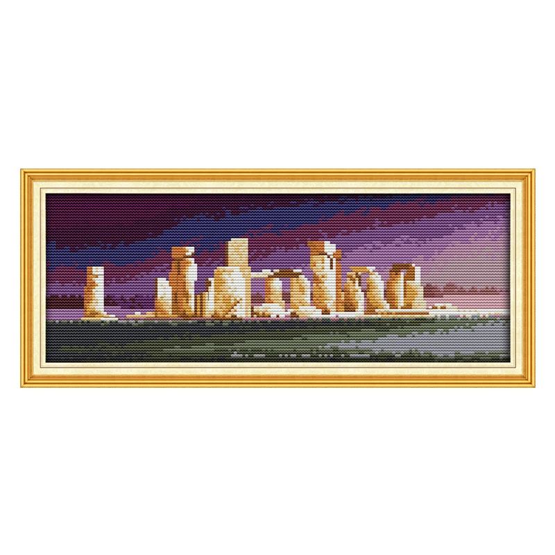 

Joy Sunday crossstitch Stonehenge in England scene DMC14CT11CTcottonfabric livingroom dininghall restaurant home hotel painting