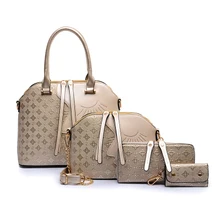 2016 Free Shipping Double Zipper Four Pieces Tote Bag Party Leather Pu Women Bag Leather Brown Purses Bolsos Animales