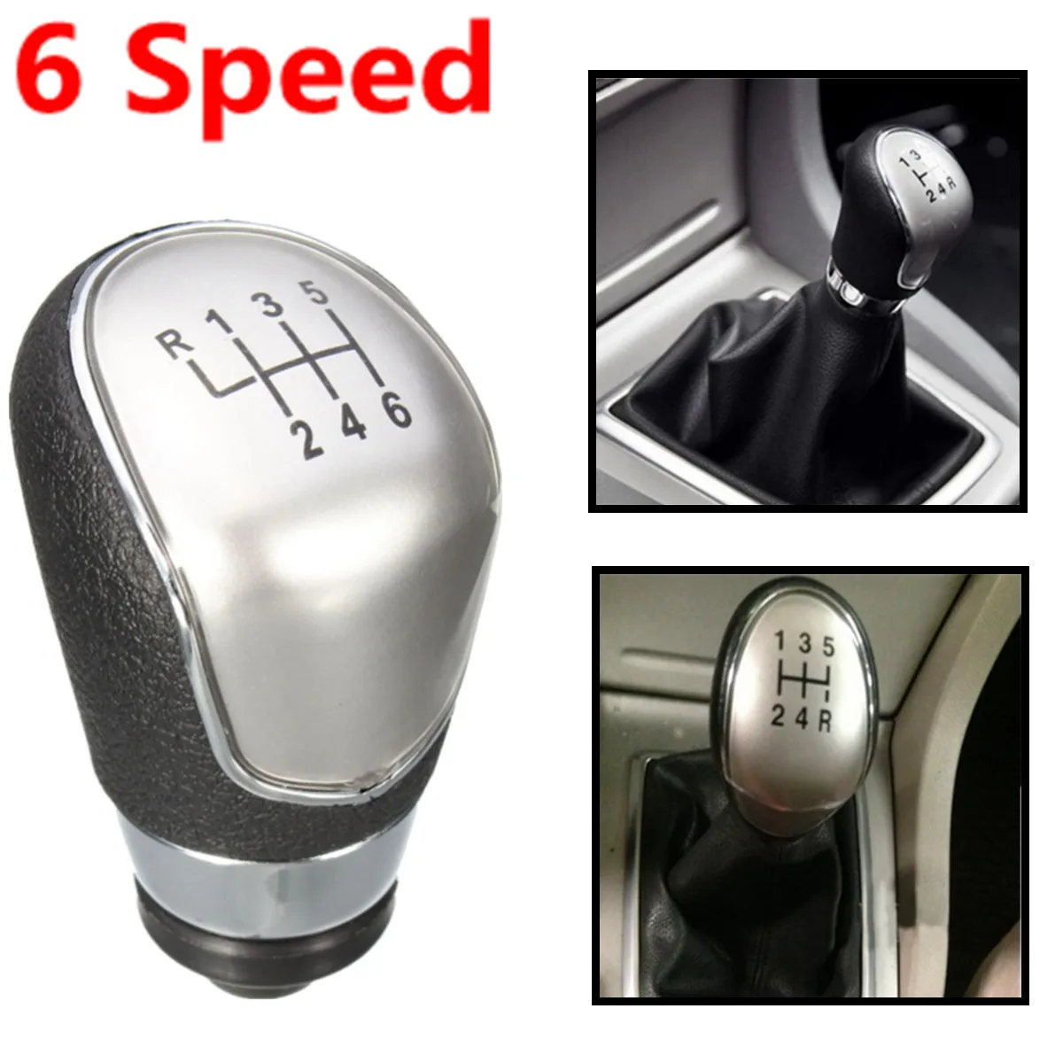 

Black and Siver 6 Speed Gear Stick Shift Lever Knob for Ford for Focus MK3 Fiesta MK7 C-max Mondeo 2008 - 2013