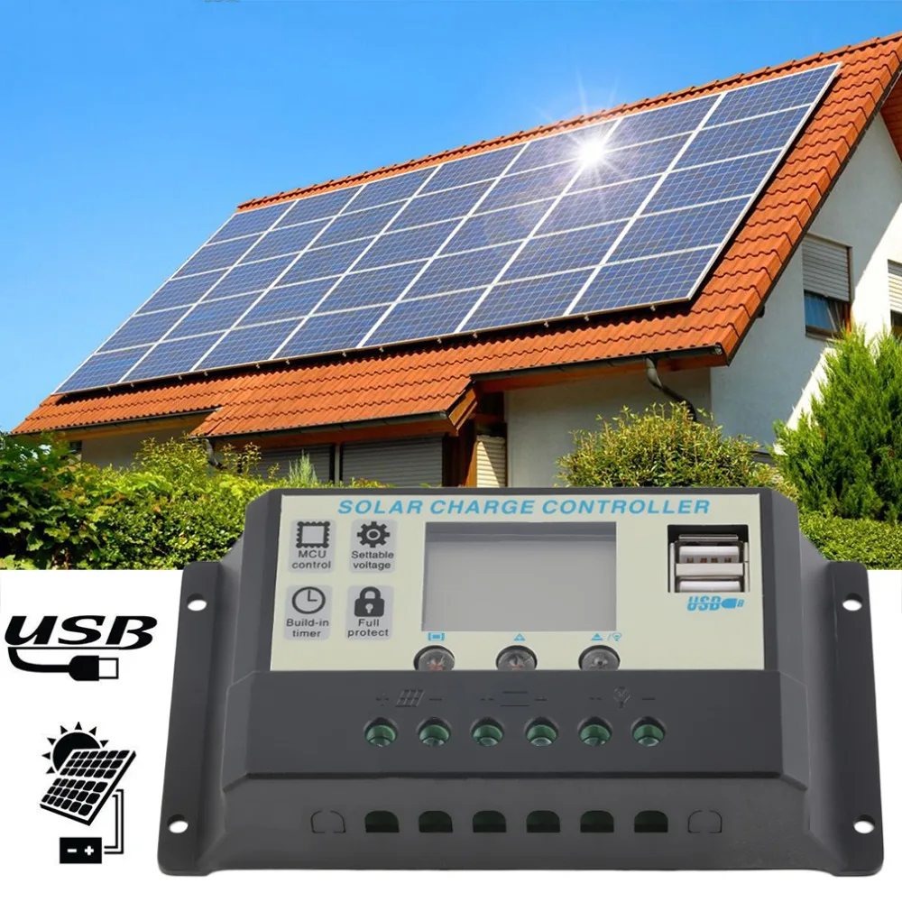

2018 New 10A 12V 24V Solar Panels Battery Charge Controller USB 10Amps lamp Regulator Suitable for Small Energy System Dropship