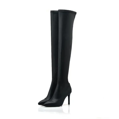 

2018 autumn new bag legs sexy stiletto knee boots elastic boots stovepipe leather tight pointed female boots