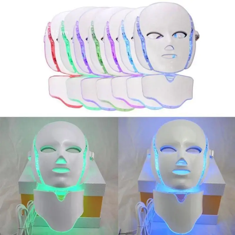 7Colors 3D LED Facial Mask Electric Smooth Wrinkle Shrink Pores Face Neck Skin Care Skin Whitening Massager Electric Cosmetic B4 mayitr new full face cooling mask anti fatigue contracting pores facial skin care tools
