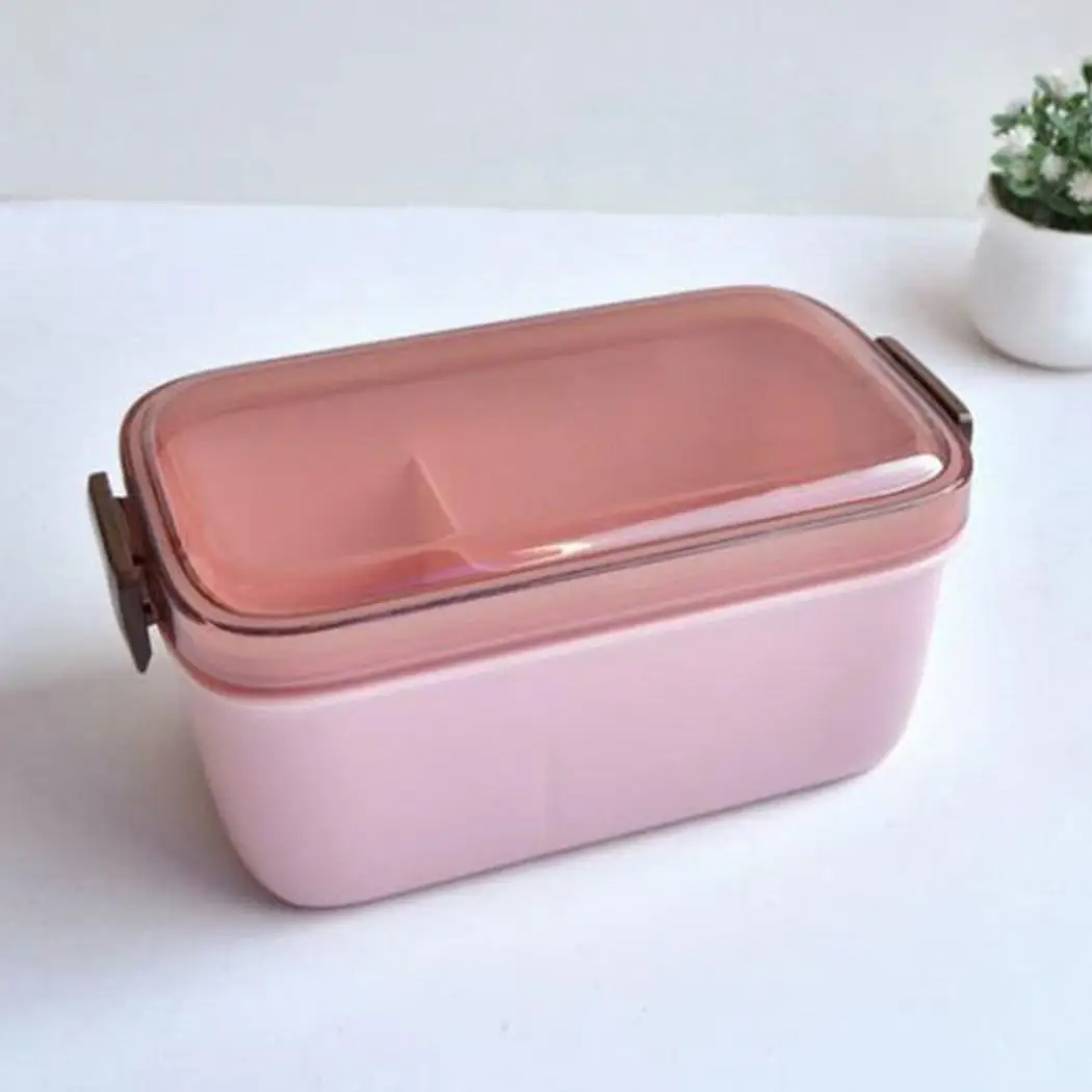 

Portable 800ml Two Grids Square Shape Outdoor Lunch Box Food Pink, Beige, Green Home, Storage Box