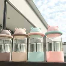 Стеклянный милый медведь мужской и женский студенческий термостойкий анти-скальдинг веревка портативный высокая боросиликатная чашка