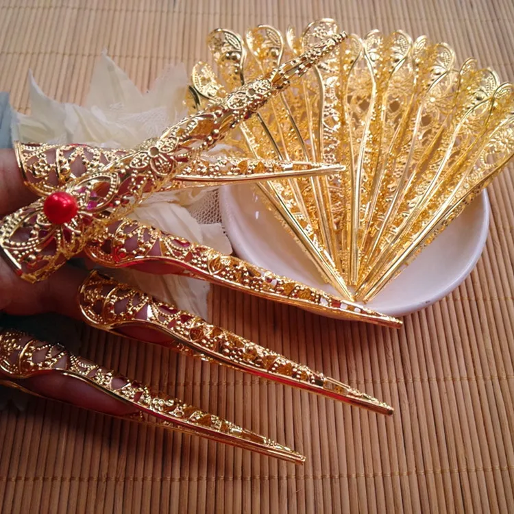 10 шт китайские золотые длинные ногти декоративные бусины полированные ювелирные изделия древняя Индия танец 10 см