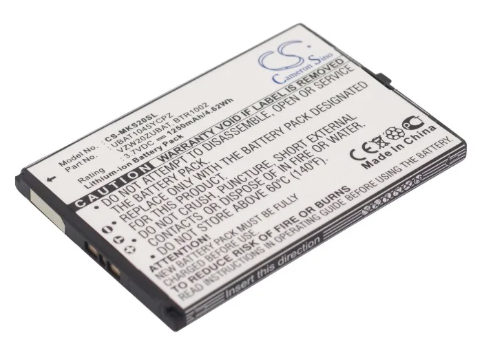 Аккумулятор Cameron Sino 1250mAh BTR1002, UBAT1045YCPZ, VZW20ZUBAT для Sharp/microsoft PB20ZU, microsoft