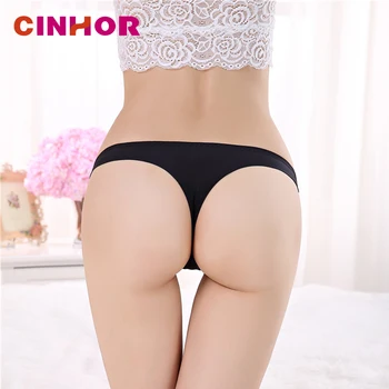 

CINHOR Temptation Seamless T-shirts Ice Silk Underpants Women's Sexy Interest T-back Low-waist G-string Female Hot New 2019