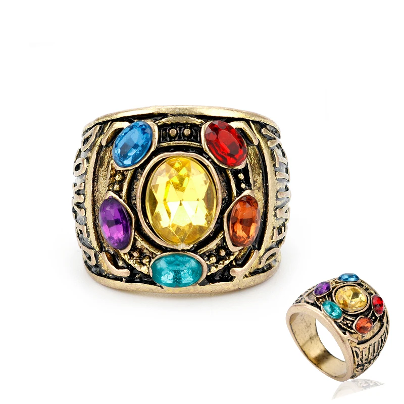 

Dropshipping Marvel Avengers 4 Thanos Rings Men Infinity Gauntlet Finger Ring Crystsl Jewelry