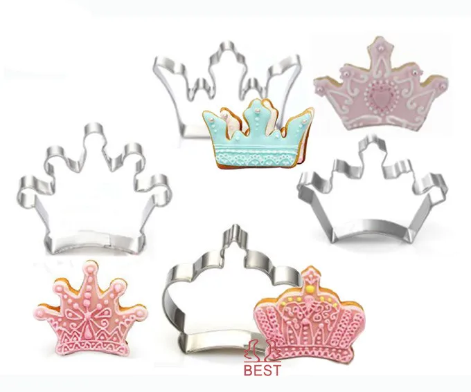 DIY Unique Prince Princess Crown Cookie Cutter Stainless Steel Cake Kitchen Mold 