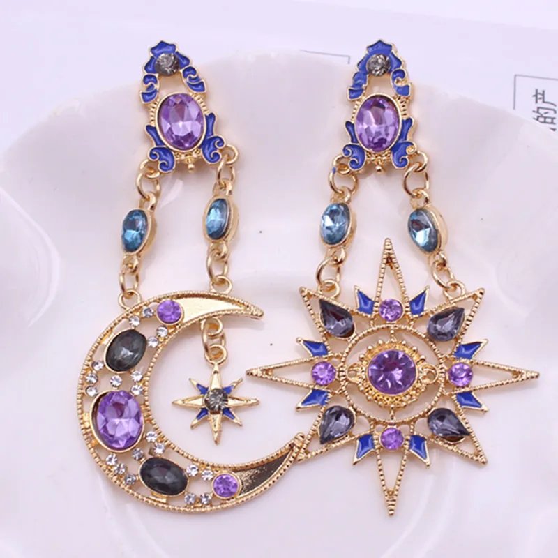 

High Quality Asymmetry Crystal Cross cross 2019 star Goddess of the moon Baroque for Women