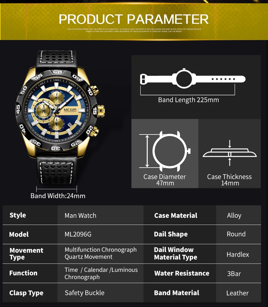 Для мужчин s часы лучший бренд класса люкс MEGIR Хронограф Спортивные кварцевые часы для мужчин часы кожа наручные часы Relogio Masculino Reloj Hombre